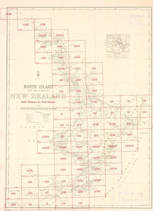 Index diagram for grid system. North Island (Te Ika-A-Maui), New Zealand / drawn by W.G. Harding.
