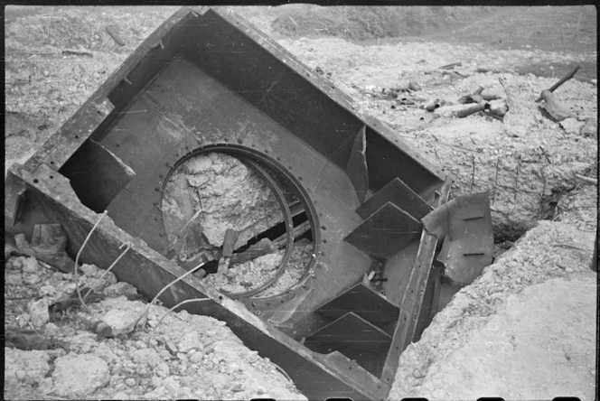 Wrecked German emplacement, Italy, during World War 2 - Photograph taken by George F Kaye