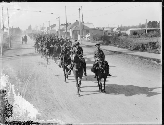 Canterbury Mounted Rifles on horseback