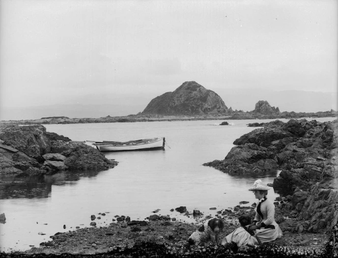 View of the rocks at Island Bay, Wellington