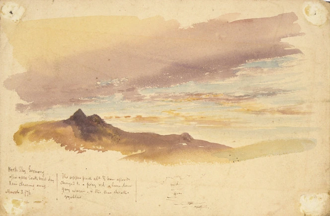 Hodgkins, William Mathew 1833-1898 :North sky evening after a wet South West day. Rain clearing away. March 3 / [18]76.