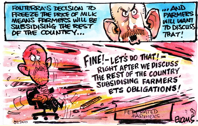 "Fonterra's decision to freeze the price of milk means farmers will be subsidising the rest of the country..." 20 February 2011