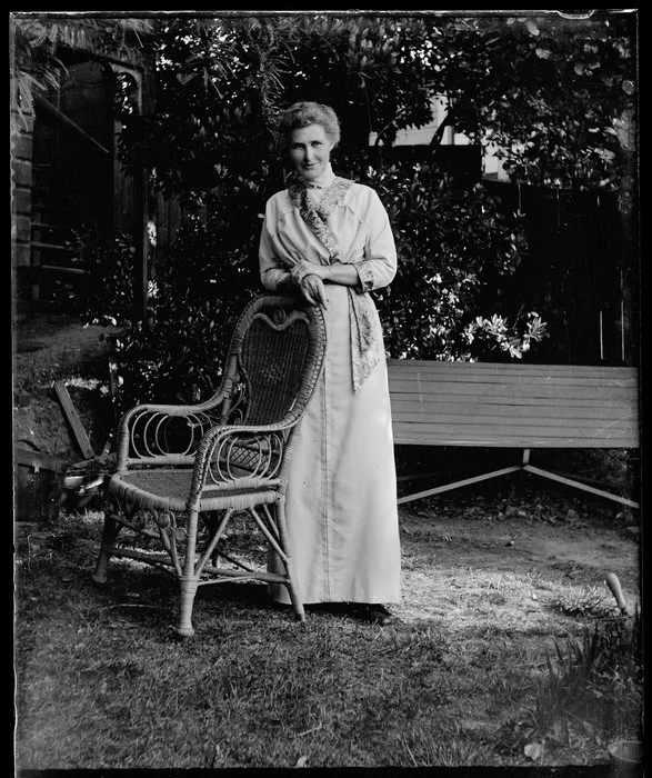 Robina Nicol in a garden