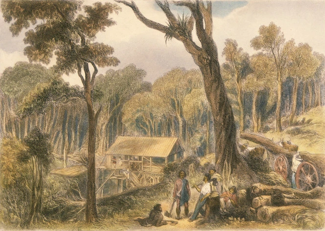 [Brees, Samuel Charles] 1810-1865 :Kai Warra Warra saw mill. [Drawn by S C Brees. Engraved by Henry Melville. London, 1847]