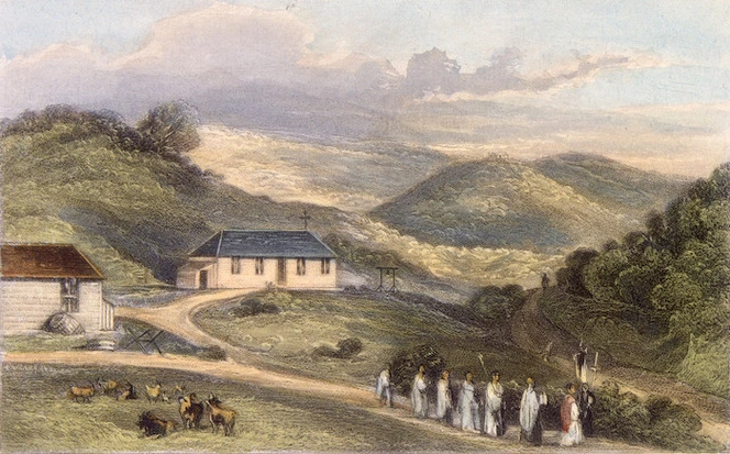 [Brees, Samuel Charles] 1810-1865 :Catholic chapel, Wellington [Between 1842 and 1845] [Engraved by H Melville from an original by S C Brees. 1847]