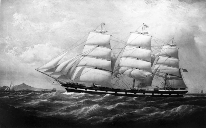 The Opawa under full sail