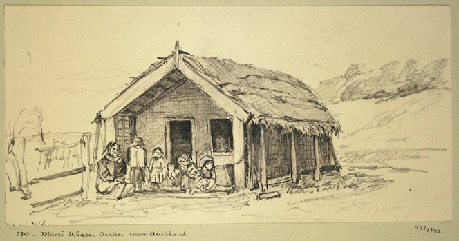 Hunter, Norman Mitchell, b 1859 :Maori Whare, Orakei, near Auckland. 19/9/[82].