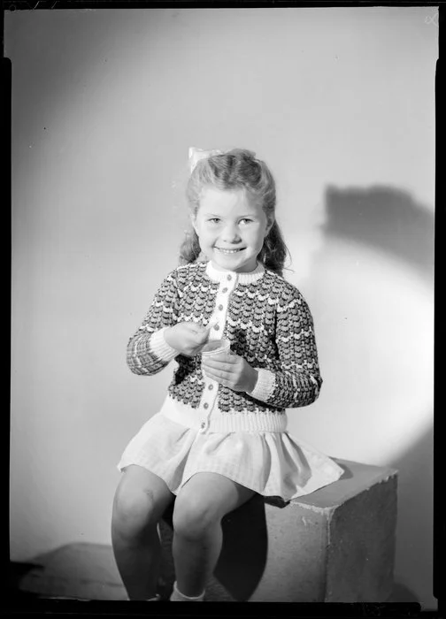 Girl modelling textured cardigan