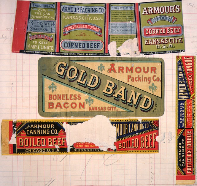 Armour Canning Company (Firm) :[Four labels for Corned beef; Boneless bacon; Boiled beef; and, Potted ox-tongue. 1890-1920?]