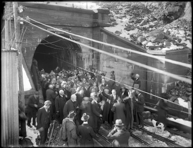 Crowd at Otira tunnel