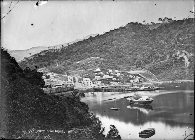 View of old Port Chalmers looking over Koputai Bay, in 1867.