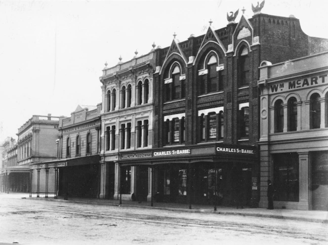 Buildings on Lambton Quay, including Phoenix Chambers