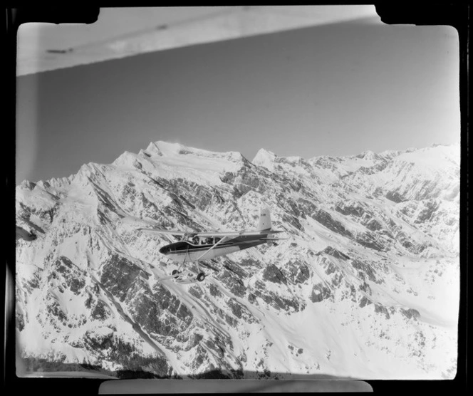 Mount Cook Air Services Cessna aircraft flying near Fox Glacier, West Coast Region