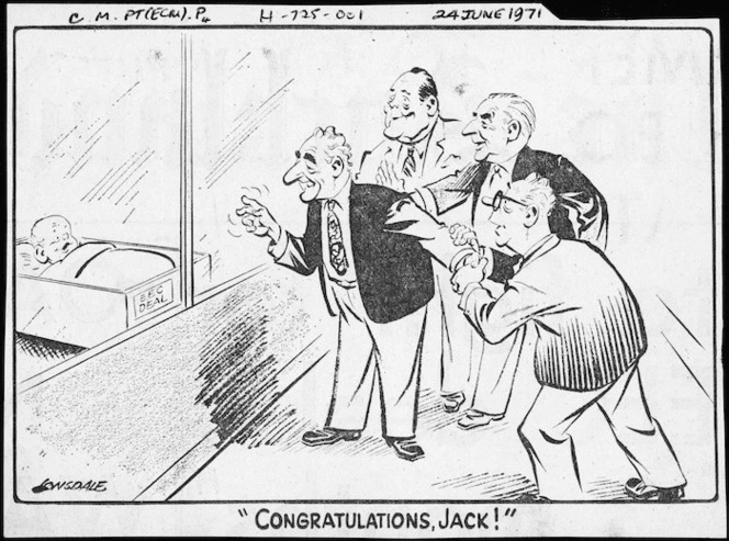 Lonsdale, Neil :Congratulations, Jack! Auckland Star, 24 June 1971.