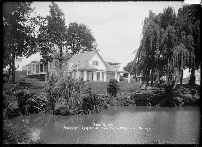 View of the Tea Kiosk, Auckland Domain during the Auckland Exhibition