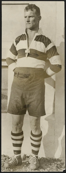 Herb Lilburne wearing a rugby uniform