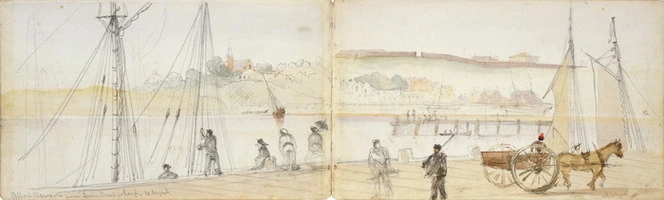 Williams, Edward Arthur 1824-1898 :Albert Barracks from Queen Street Wharf. 10 Aug [1864].