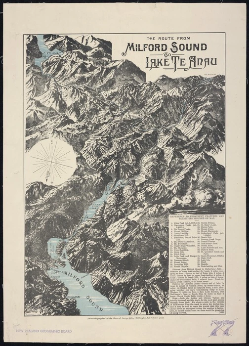 New Zealand. General Survey Office : The Route from Milford Sound to Lake Te Anau [map]. 1889