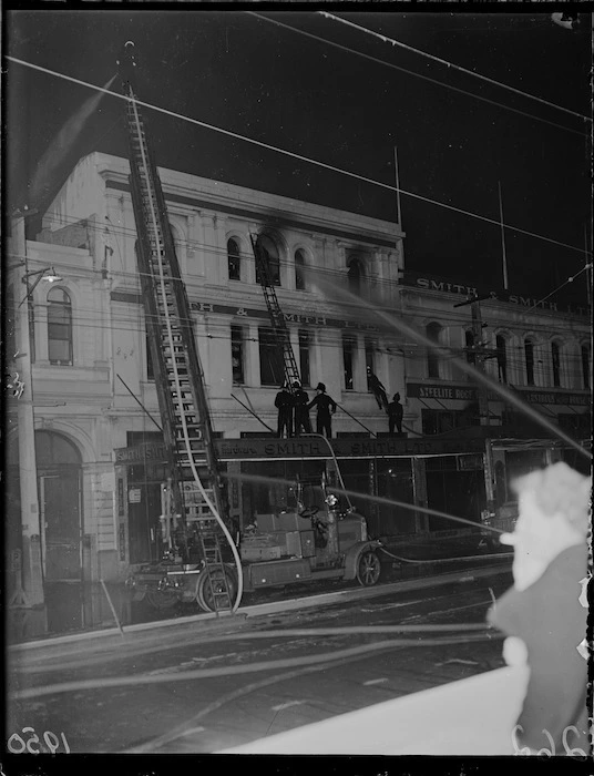 Fire at Smith and Smith Ltd, Cuba Street, Wellington