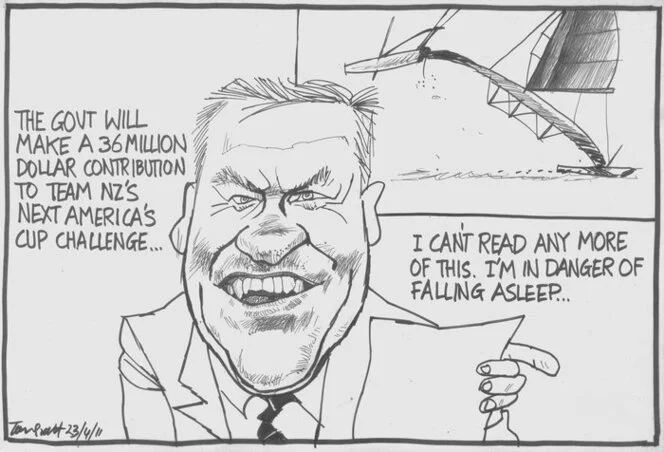 Scott, Thomas, 1947- :"The Govt will make a 36 million dollar contribution to Team NZ's next America's Cup challenge..." 23 April 2011