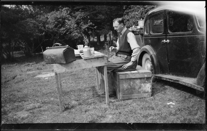 Robert Wells sitting at a table