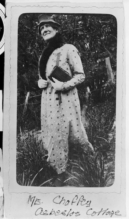Annie Selina Chaffey (1877-1953) at Asbestos Cottage, Upper Takaka