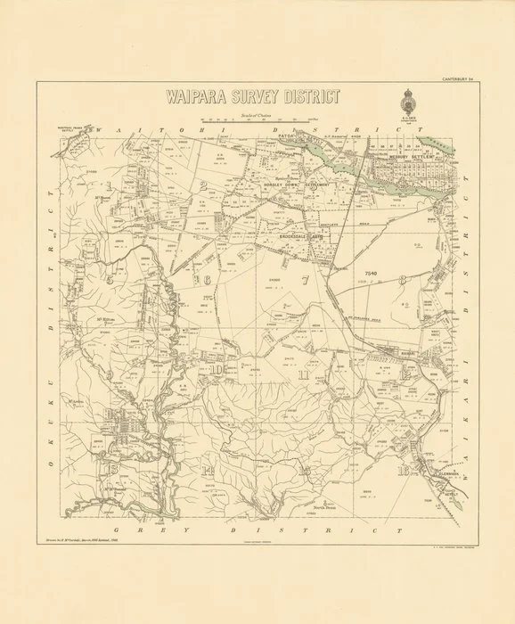 Waipara Survey District [electronic resource] / drawn by H. McCardell, March 1885.