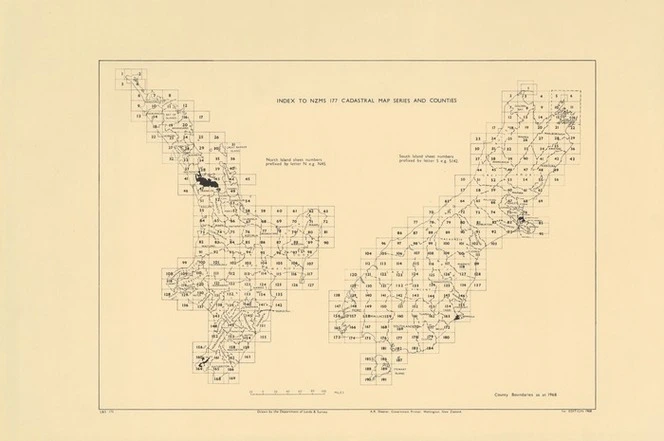 Index to NZMS 177 cadastral map series and counties / drawn by the Department of Lands & Survey.
