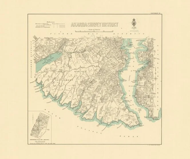 Akaroa Survey District [electronic resource] / drawn by J.M. Kemp, March 1899.