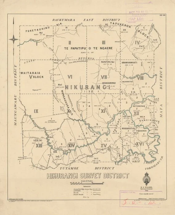 Hikurangi Survey District [electronic resource] / A.W. Hampton, delt. Nov. 1932.