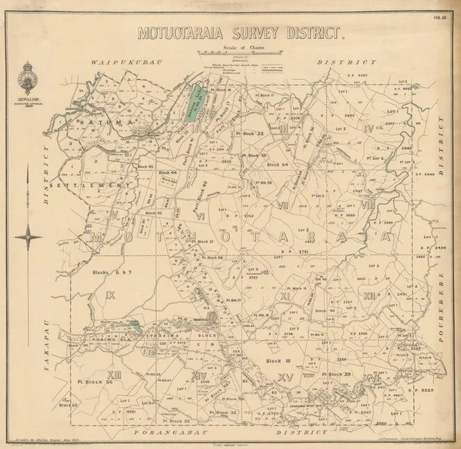Motuotaraia Survey District [electronic resource] / drawn by H.E. Ellis.