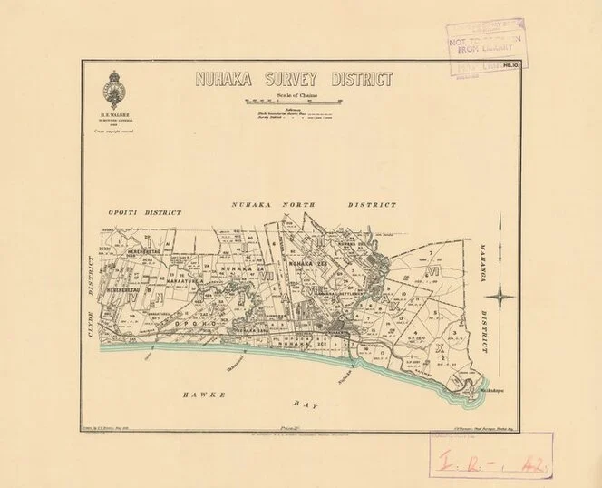 Nuhaka Survey District [electronic resource] / drawn by C.T. Brown, May 1929.