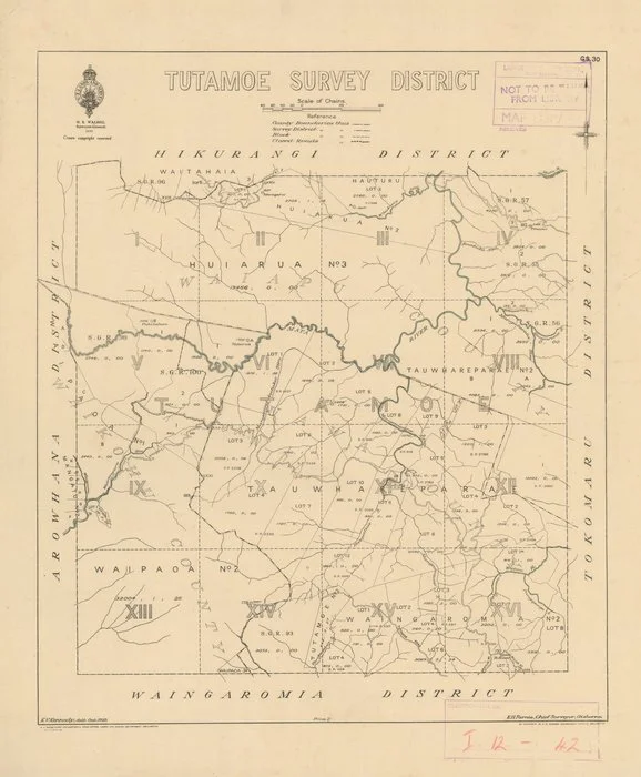 Tutamoe Survey District [electronic resource] / K.V. Kennedy, delt. Oct. 1929.