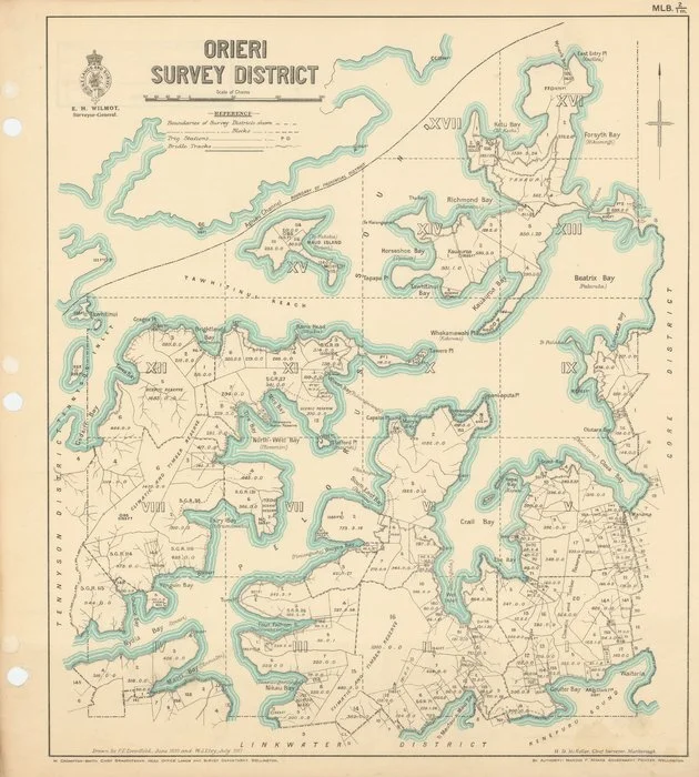 Orieri Survey District [electronic resource] / drawn by F.E. Greenfield, June 1899 and W.J. Elvy, July 1917.