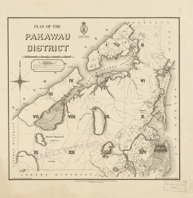 Plan of the Pakawau District [electronic resource] / drawn by A. McKellar Wix, June 1896.