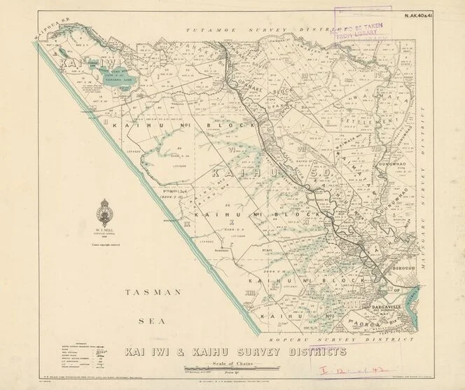 Kai Iwi & Kaihu Survey Districts [electronic resource] / Wm. Bardsley delt. 1927.