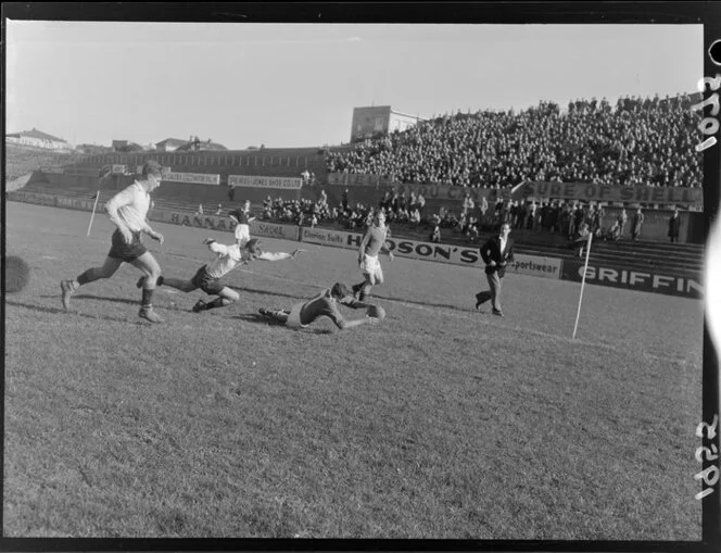 University versus Wellington College Old Boys, rugby union football match at Athletic Park, Wellington