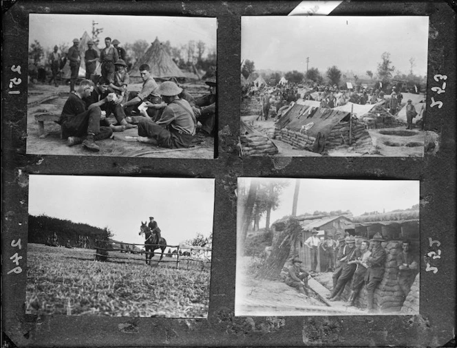 Four photographs of New Zealand soldiers in France and Belgium during World War I