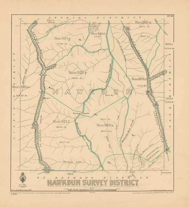 Hawkdun Survey District [electronic resource] / drawn by S.A. Park.