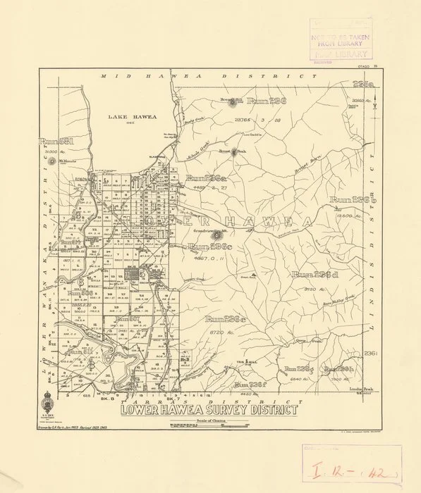 Lower Hawea Survey District [electronic resource] / drawn by S.A. Park, Jan. 1923.