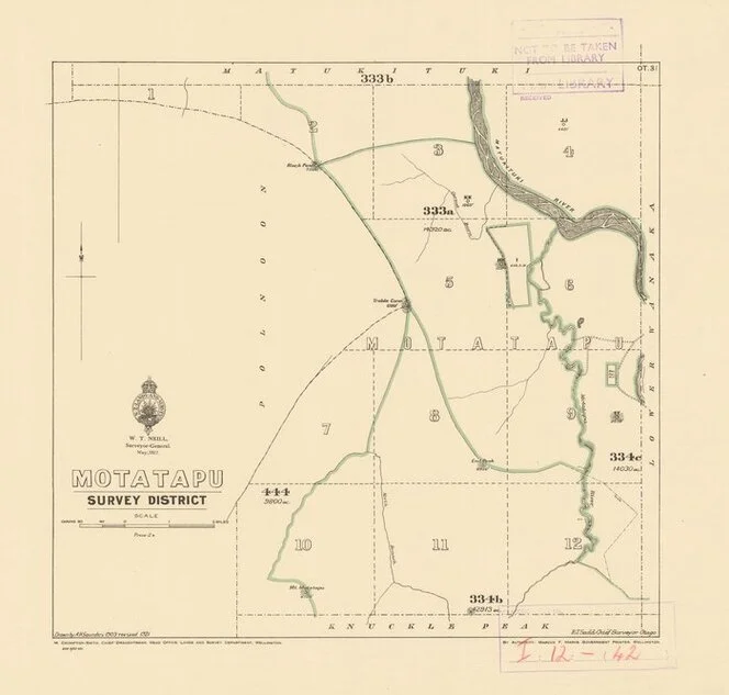 Motatapu Survey District [electronic resource] / drawn by A.H. Saunders, 1903 revised 1921.