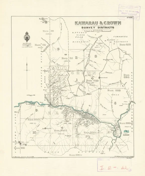 Kawarau & Crown Survey Districts [electronic resource] / A.J. Morrison, June 1921.