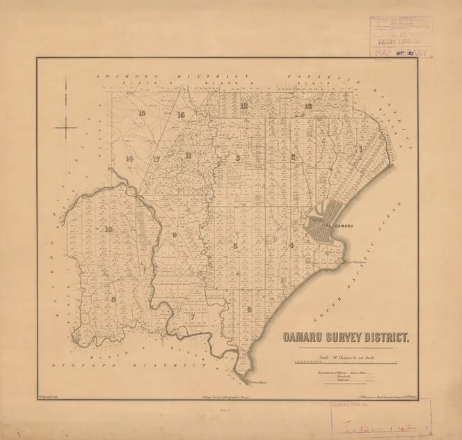 Oamaru Survey District [electronic resource] / W. Spreat, lith.