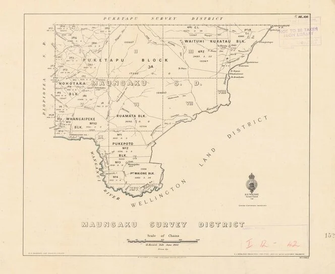 Maungaku Survey District [electronic resource] / A Rocard, delt. June 1935.