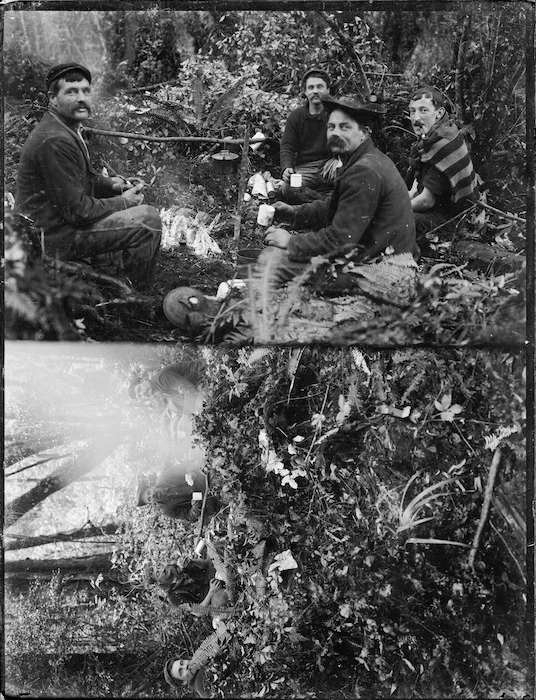 Timber workers taking a break, Akatarawa