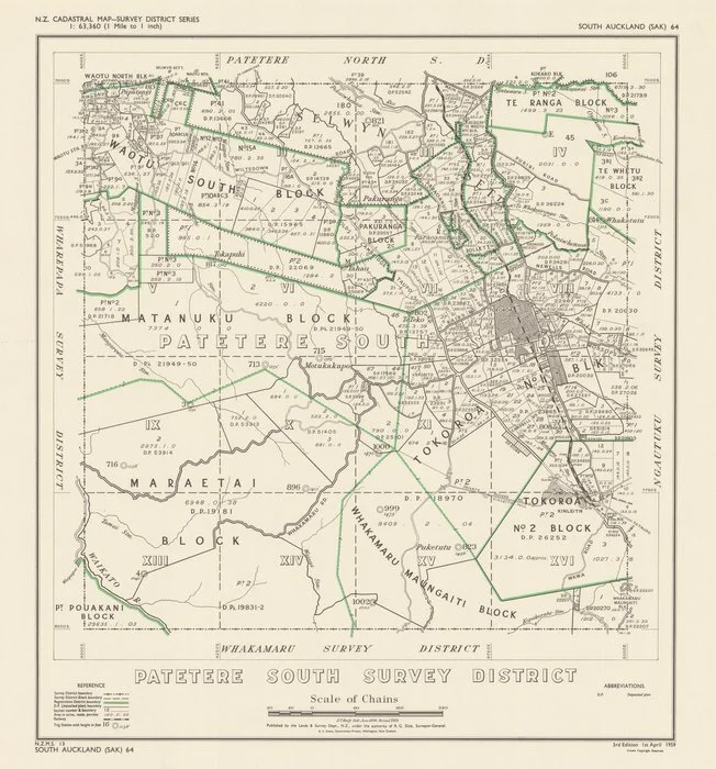 Patetere South Survey District [electronic resource] / E.T. Healy, delt. June 1936, revised 1959.