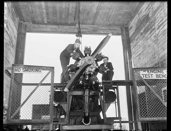 Two workmen at Woodbourne Air Force Base, Blenheim