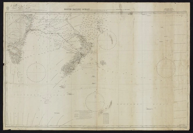 A Scott :Course of Psyche, Wellington to Sydney, April 1926 [map with ms annotations]. 1926