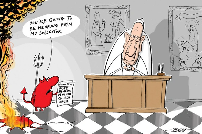 [Pope Francis says Satan "uncovered" the child abuse sins of Catholic bishops in order to scandalise the faithful]