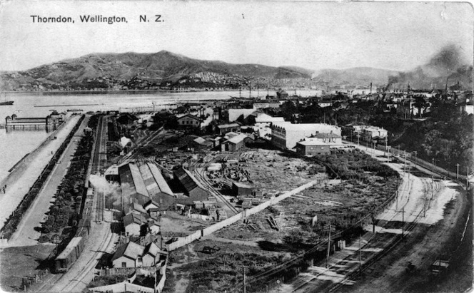 Creator unknown :Photograph of railway yards, Thorndon, Wellington